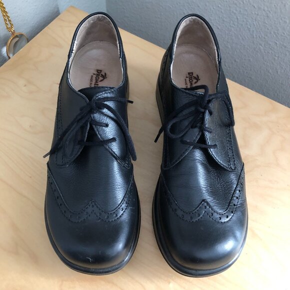 Dromedaris Hornbill Leather Lace Up Loafer Shoe Sz 39 Black Wingtip Comfort MINT - Picture 3 of 13